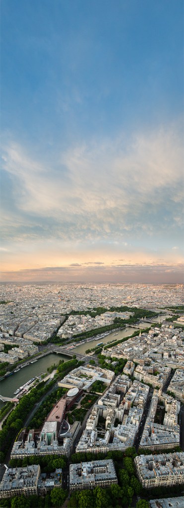 Eiffel tower top vertical panorama