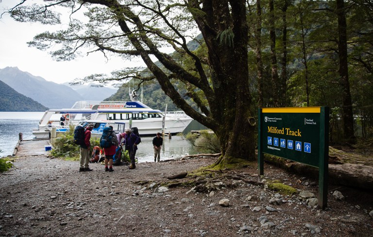 Start, hiking, Milford Track, New Zealand Great Walk