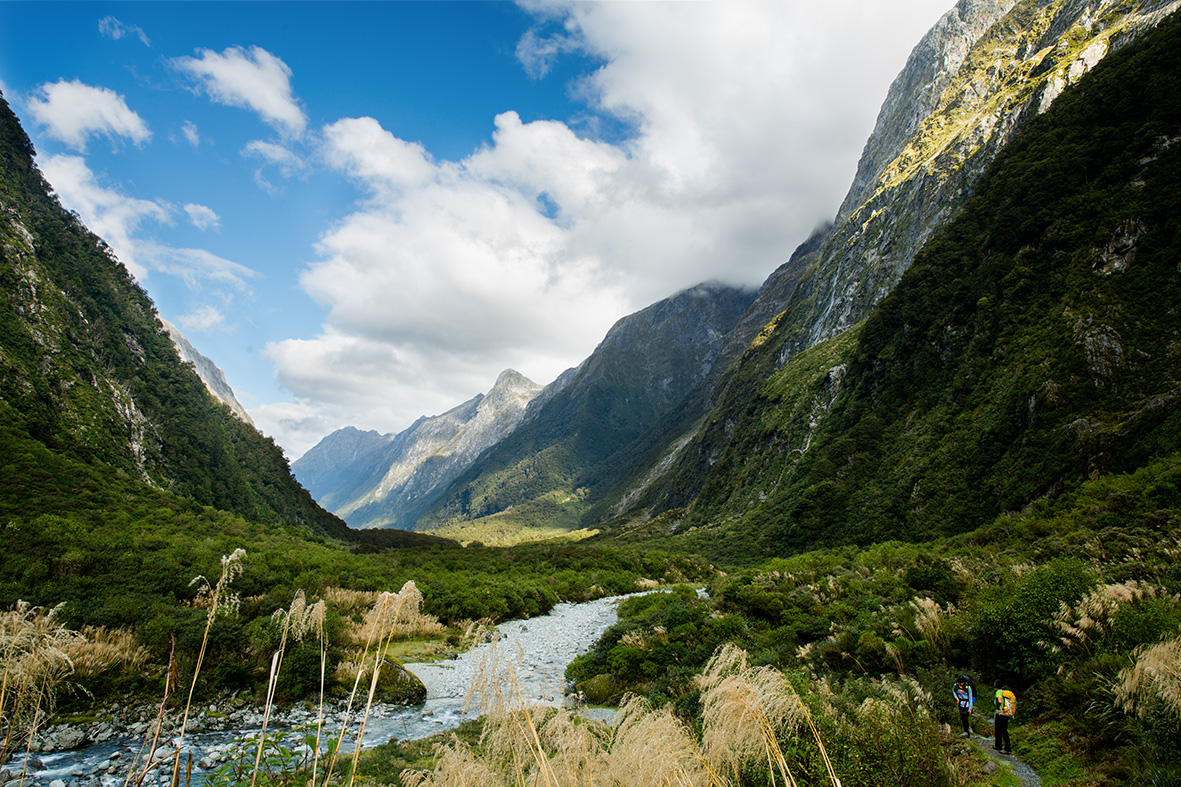 Milford Track, New Zealand Great Walk, hiking, river, valley, mountains