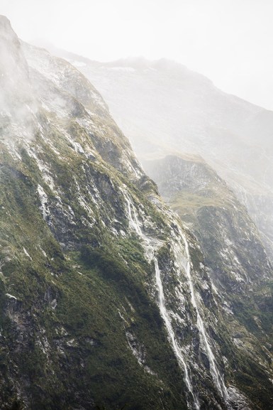 Waterfall, mountain, Milford Track, New Zealand Great Walk